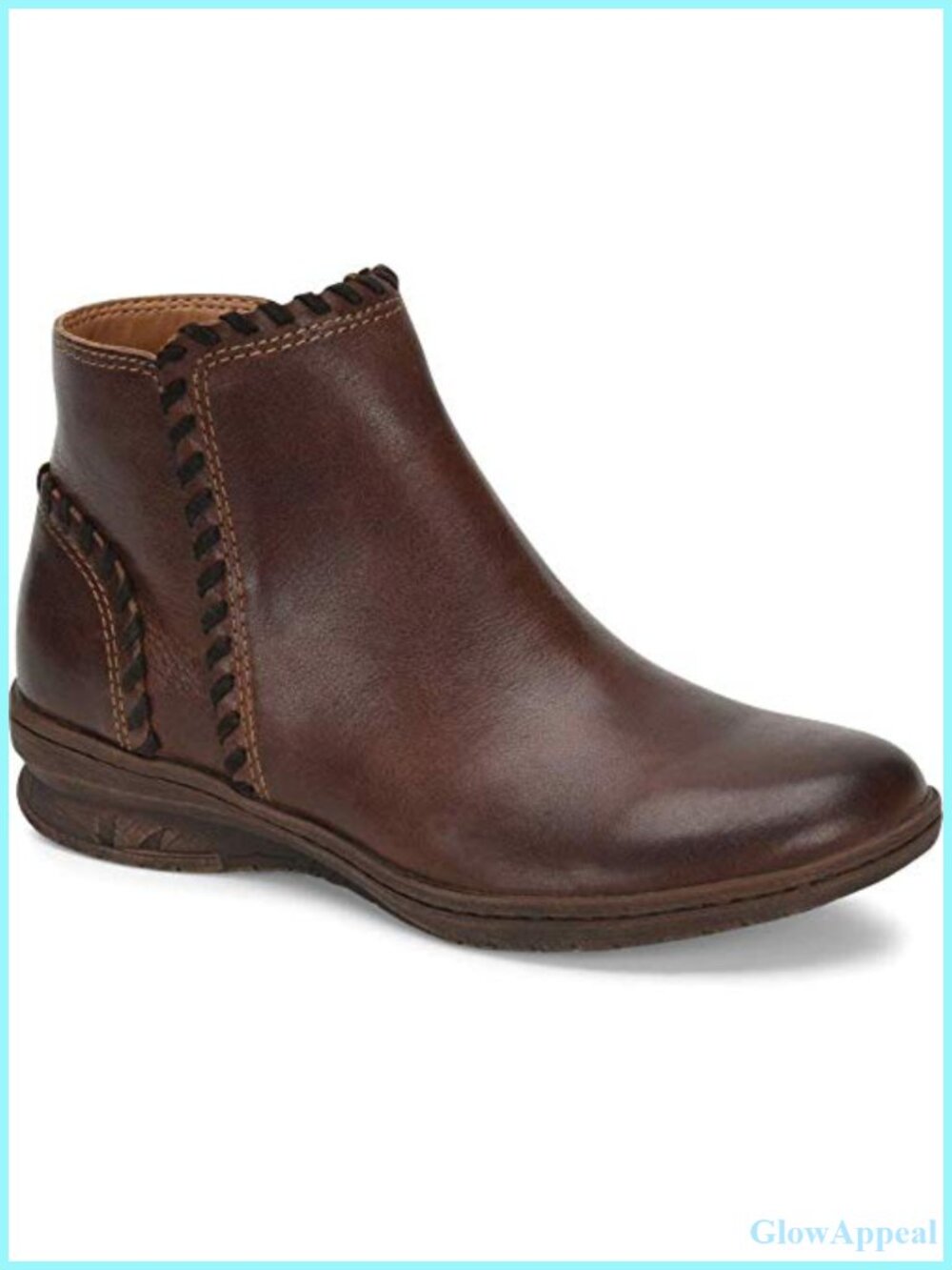 Italian Leather Ankle Bootie Whipstitch Zip Fall Boot